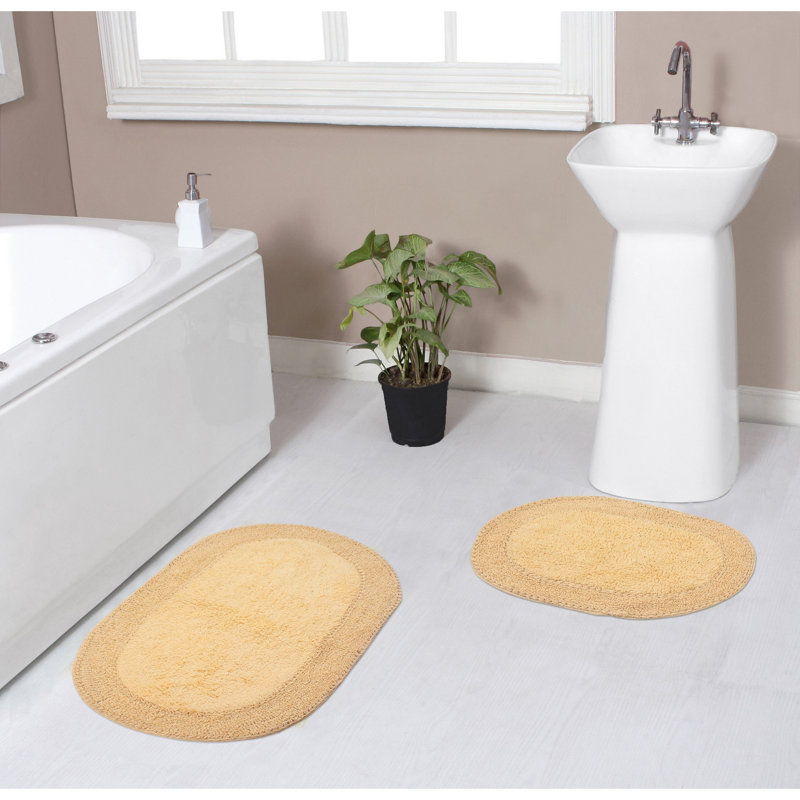 Ensemble de tapis pour salle de bain 100% coton Double Ruffle Collection (ensemble de 2), Beurre