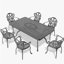 Ensemble de 7 pièces de mobilier de patio en aluminium coulé avec cadre noir et coussins de siège blanc cassé (même sku: W1710S00102)