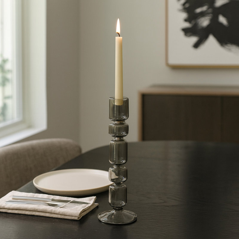 Porte-bougie Modern, Gris, H 10 po x l 4 po x P 4 po
