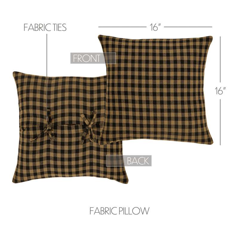 Check Square Pillow Cover & Insert, Khaki