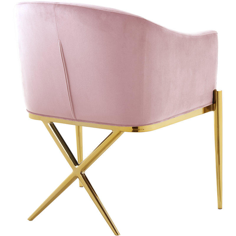 Chaise rembourrée Xavier, Or, Velours rose
