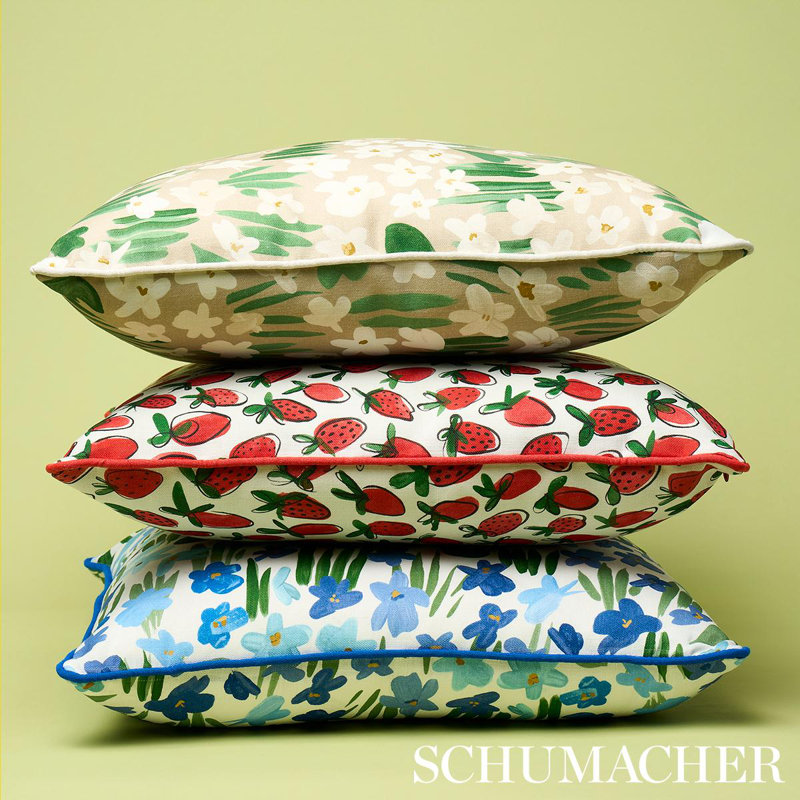 Coussin Schumacher X Studio Bon Meadow, Motif floral bleu