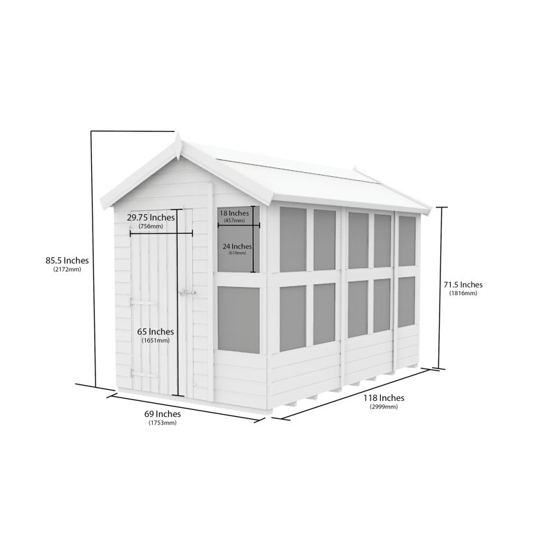 Total Sheds 10ft x 6ft Apex Potting Shed - Built-in Two-Tier Bench - Pressure Treated Timber - UK Manufactured
