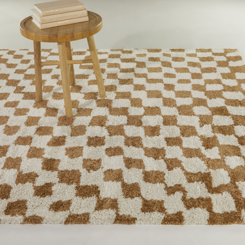 Tapis à carreaux orange brûlé Valerie