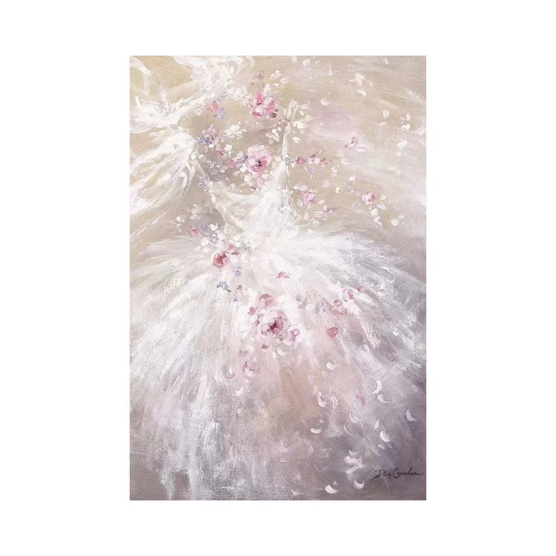 «Rose Dance II» par Debi Coules - reproduction d'art, H 26 po x l 18 po x 1,5 po, Toile tendue, Pas de tapis