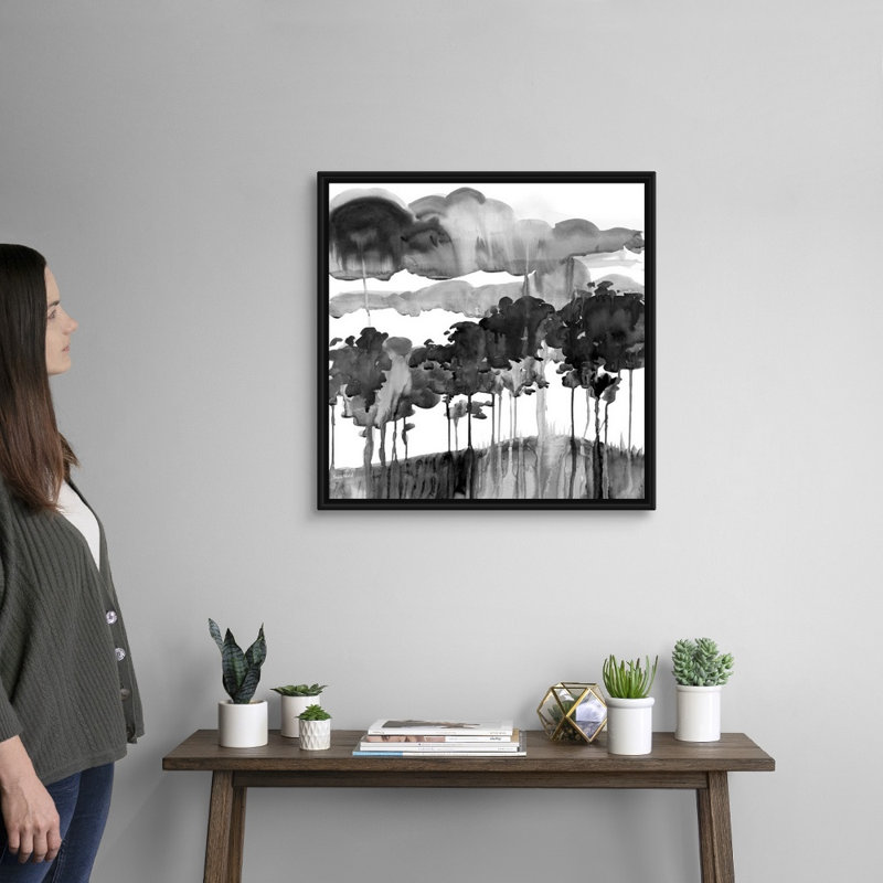 Cerulean Sky - Painting on Canvas, 25.7" H x 25.7" W x 1.75" D, Black Floater Framed