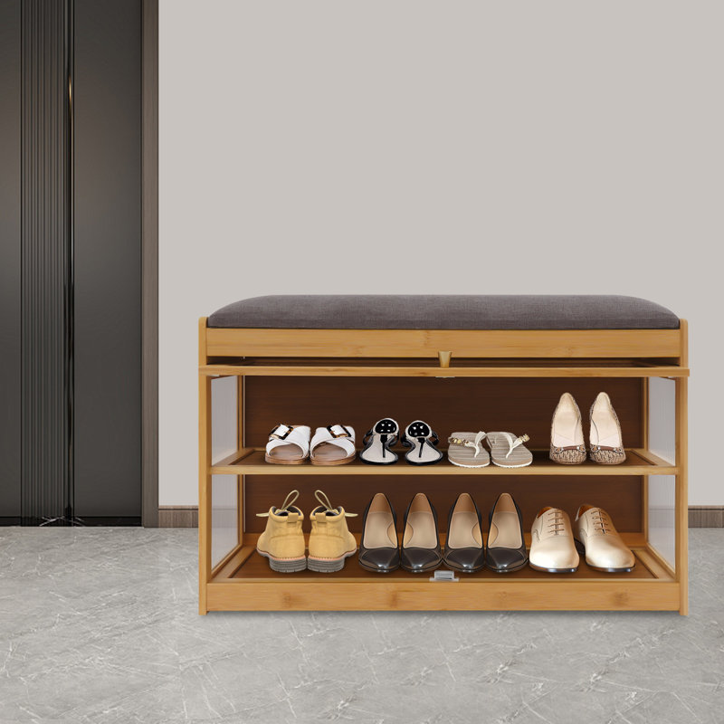 Banc de rangement à 3 niveaux avec 6 paires de chaussures