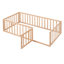 Structure de lit simple en bois avec clôture et porte, naturel-1861481097-1861481103