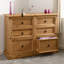 Commode double à 6 tiroirs Farmhouse, commode en bois de pin massif, armoire de rangement rustique avec poignées en métal noir, organisateur de chambre en bois-228408062