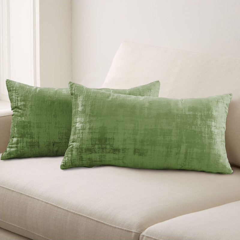 Housse de coussin rectangulaire en velours texturé, Vert Calla