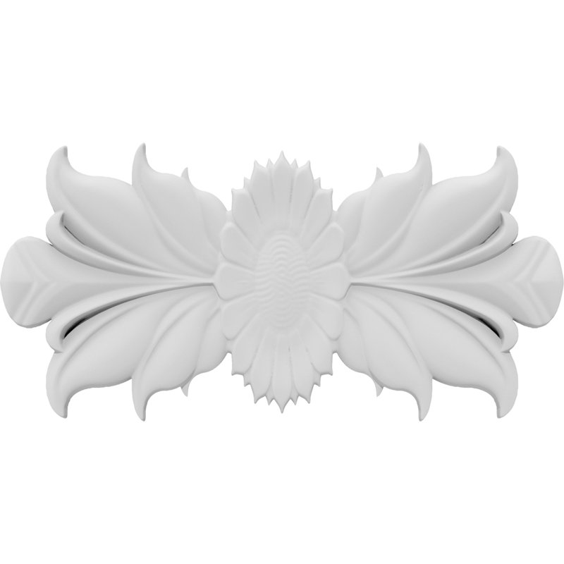 H W D Composite Rosette Applique, 4" H x 8" W x .63" D