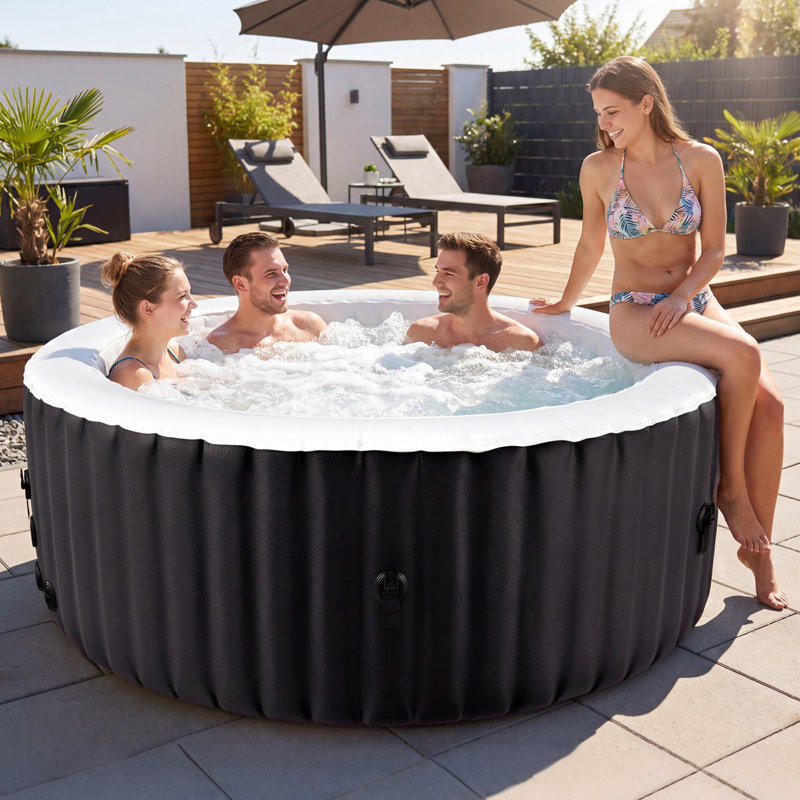 4-Person Round Inflatable Tub, Round, 4-Person