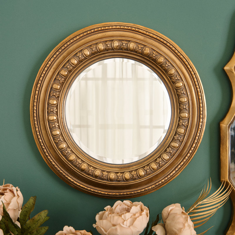 Round Metal Framed Wall Mounted Accent in Gold
