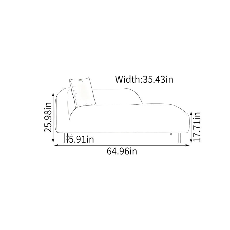 Lonie, 25.98" H x 64.96" W x 35.43" D, Right Hand Return