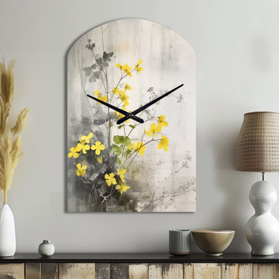 Grande sculpture d'horloge murale jaune jaune