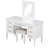 Vanity Desk With Mirror, Lights, And 7 Drawers, Classic Finish Dressing Table For Bedroom, Includes Cushioned Stool, Hollow Design, Rubber Wood Legs-1444463216