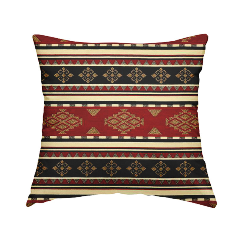 Oswaldo Striped Square Throw Cushion, 55cm H x 55cm W x 5cm D, Red/Black
