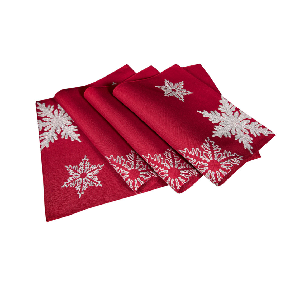 Glisten Snowflake Embroidered Christmas Placemat (Set of 4) Xia Home Fashions 