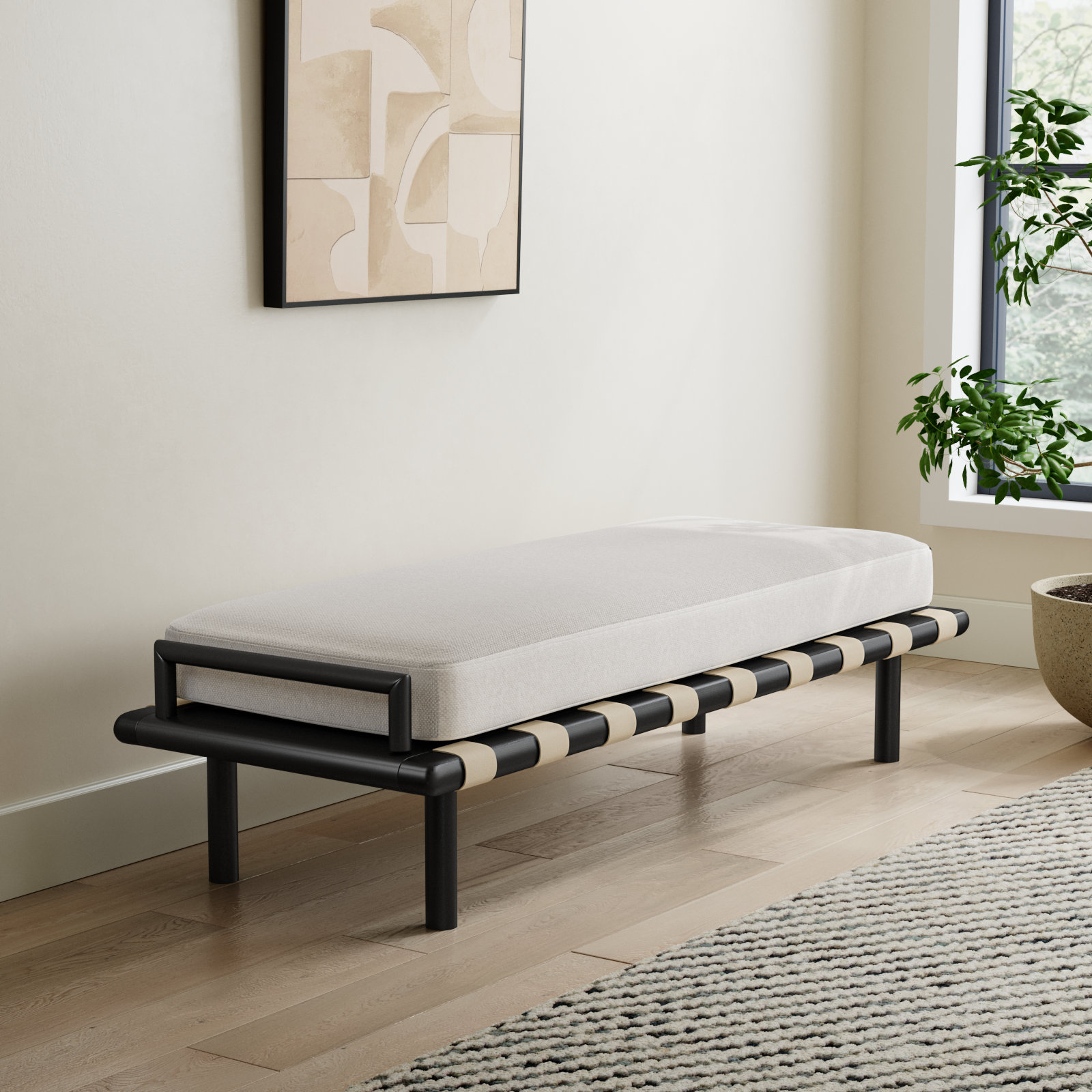 Hokku Designs Aaloni 70" Bedroom Bench, Black