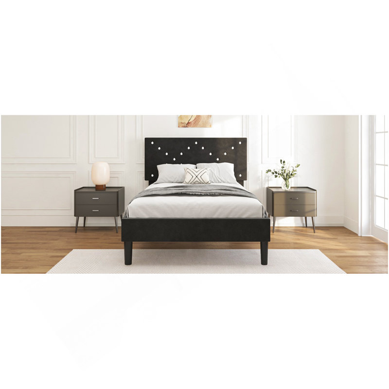 Lit plateforme tapissier, Lit simple