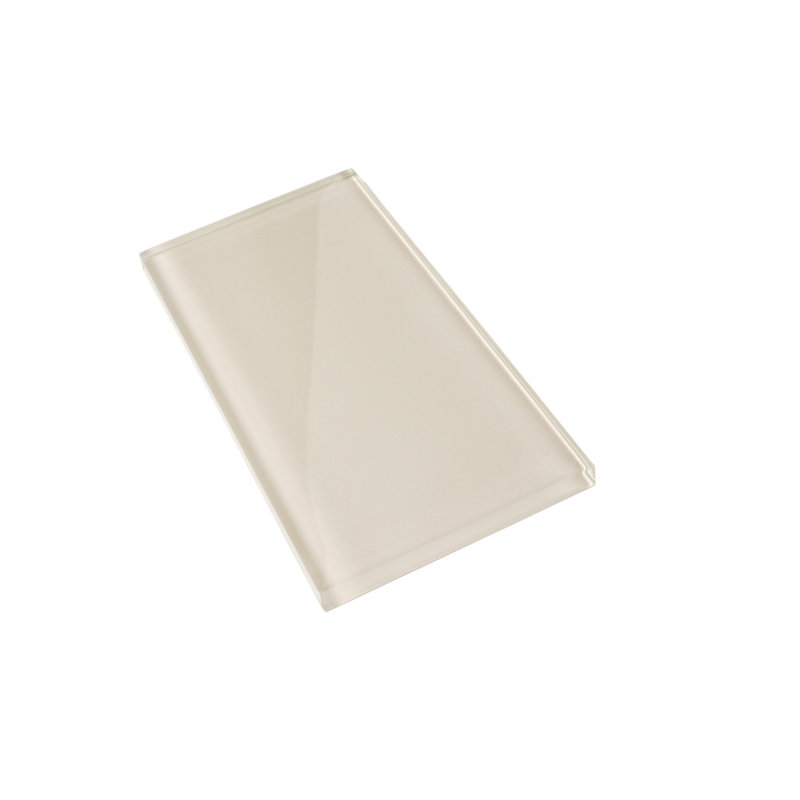 3"X 6" Polished Glass Subway Tile, Warm Greige