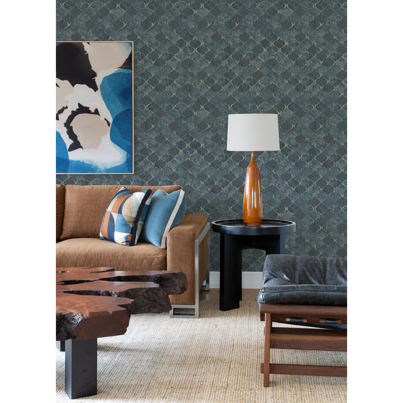 Pilak Metallic Wallpaper Roll, Blue