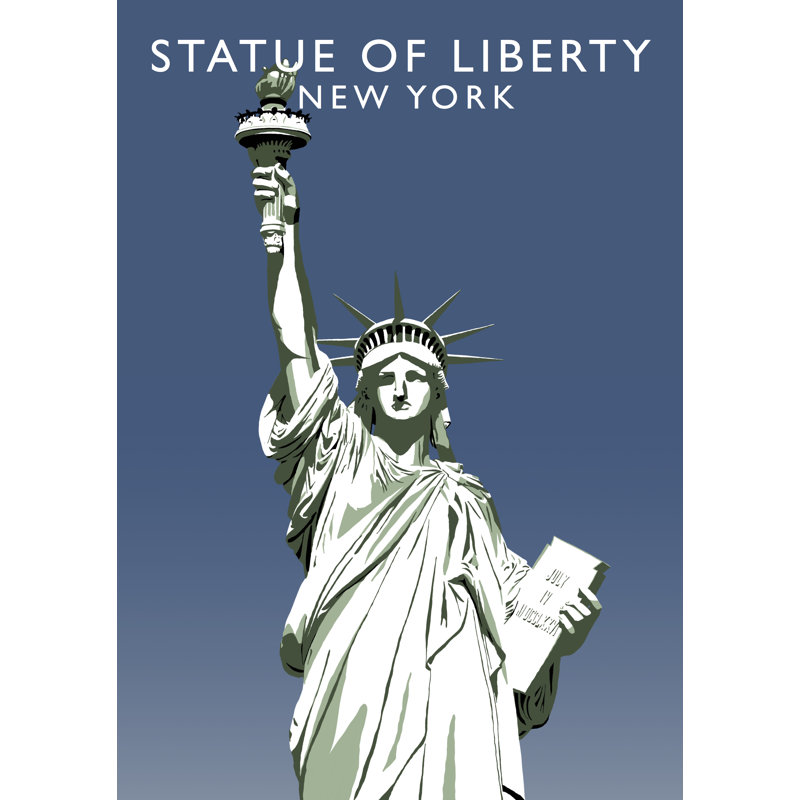 'Statue Of Liberty' by Richard O'Neil - Print, 43.5 cm H x 33.5 cm W x 2.2 cm D, White Wood Frame