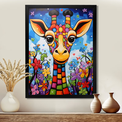 Girafe colorée mignonne dans le paysage de la jungle