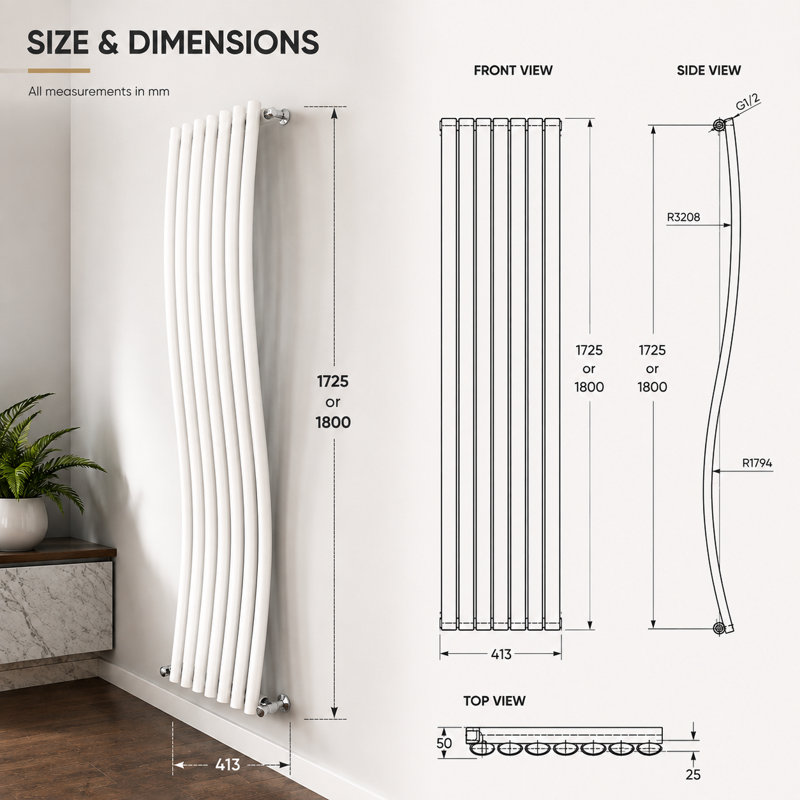 Vertical Designer Radiator, White