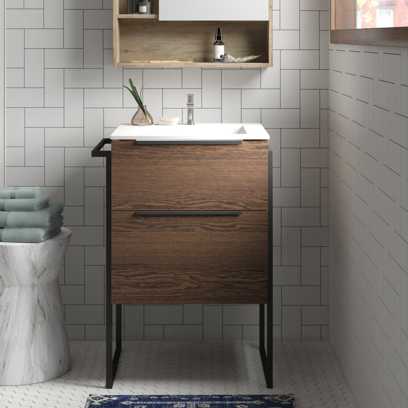 Marina 24" Single Bathroom Vanity Set, Dark Walnut
