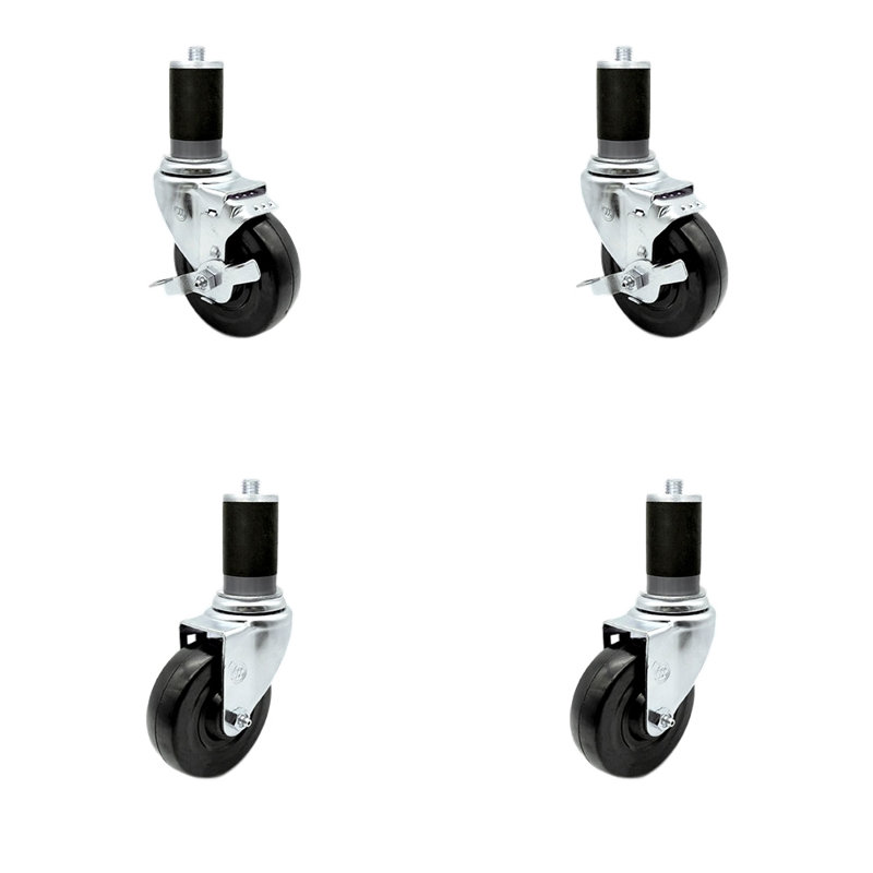 4-Piece Hard Rubber Caster Set
