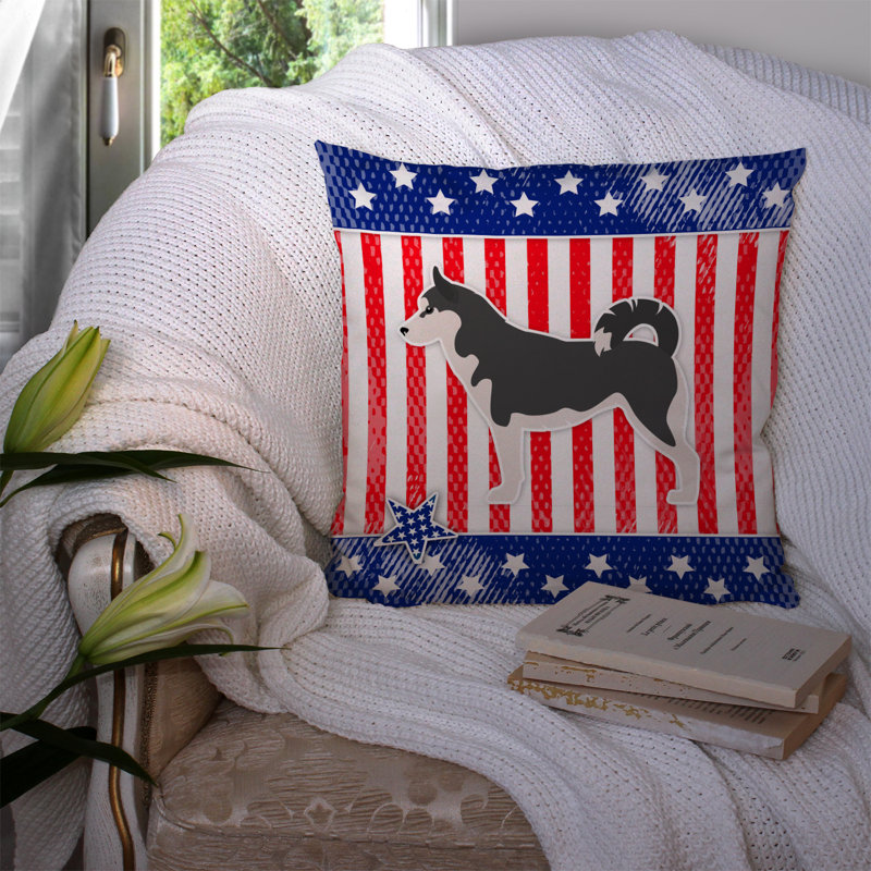 Patriotic Outdoor Throw Pillow, 14" H x 14" W x 3" D