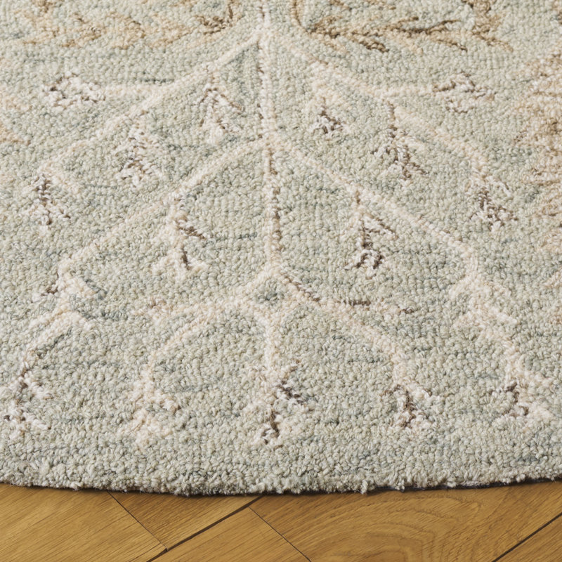 Jardin 852 Hand Tufted Wool/Cotton Vintage Look Rug in Green/Beige, Round 6'