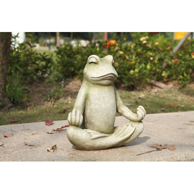 Statue grenouille assise en posture de lotus