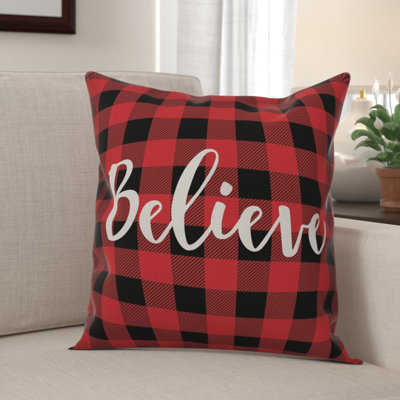  Coussin décoratif à carreaux Believe in Buffalo