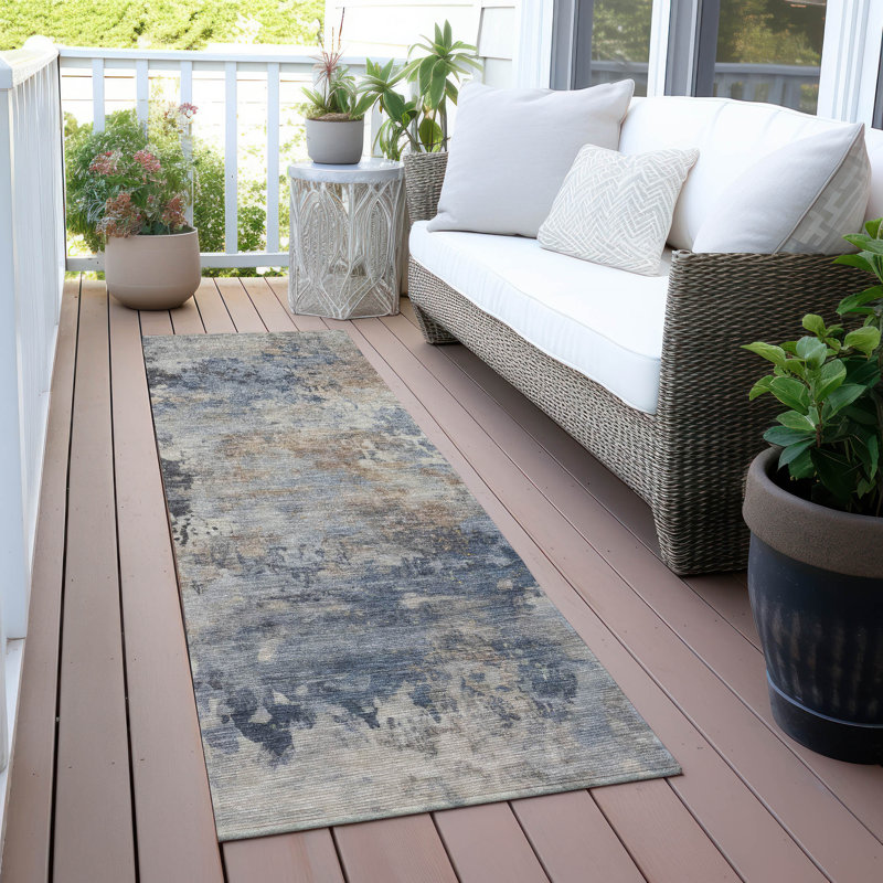 Tapis intérieur / extérieur lavable à la machine Xhevrie, Tapis de couloir 2 pi 3 po x 7 pi 6 po