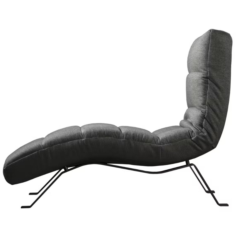 Brixham Upholstered Chenille Fabric Chaise Lounge with Adjustable Back, Black, Navy