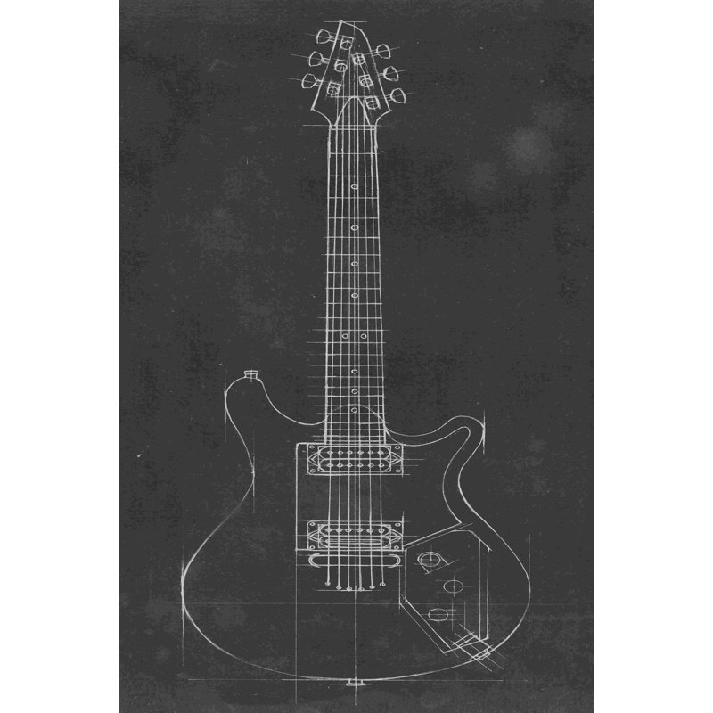 Plan de guitare électrique II, H 18 po x l 12 po