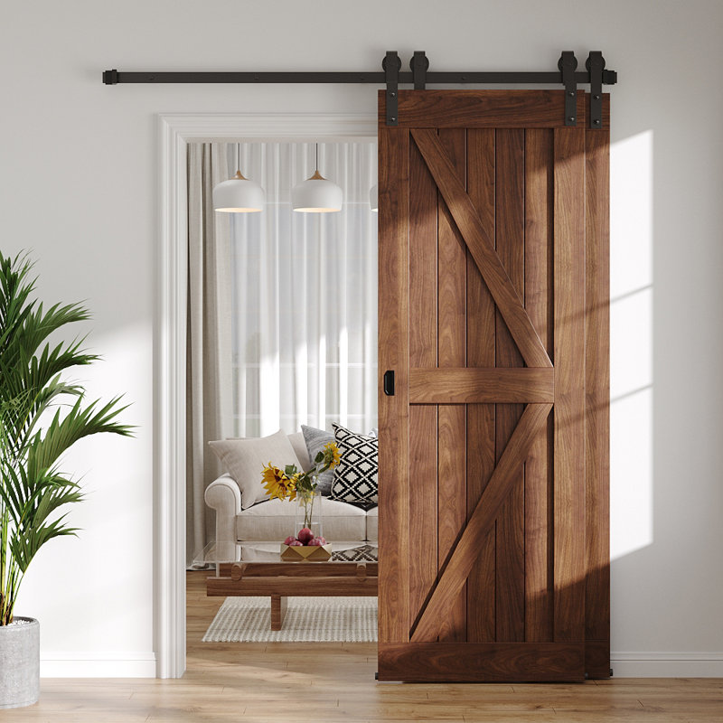 Industrial Single Track Bypass Barn Door Sliding Hardware Kit, 91.5cm