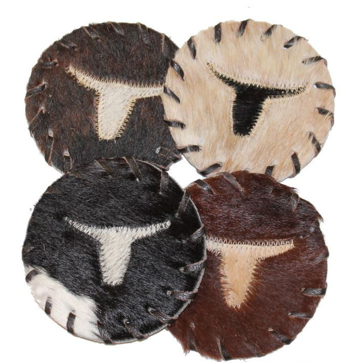 Leather Round 1 Piece Coaster Millwood Pines