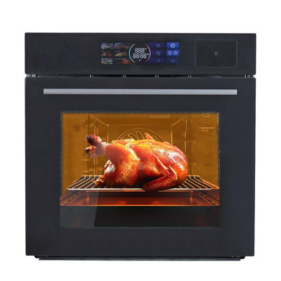 24" Built-In Electric Wall Oven – 70L Capacity, 3000W, Steam & Grill Combo, 8 Cooking Modes & 108 Recipes, 3D Surround Heating, LED Touch Screen