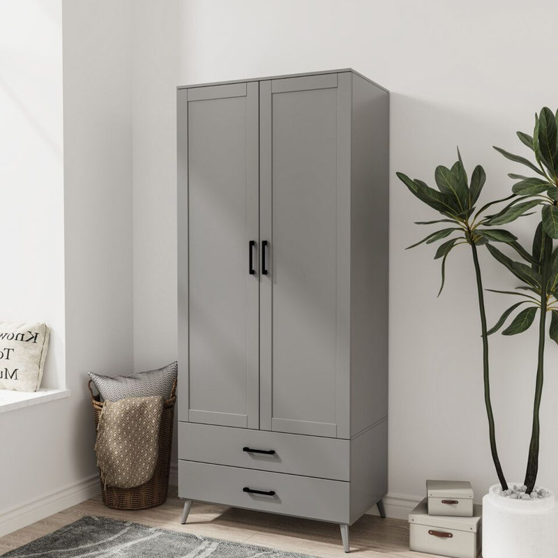 Bosse Solid Wood Wardrobe, Grey