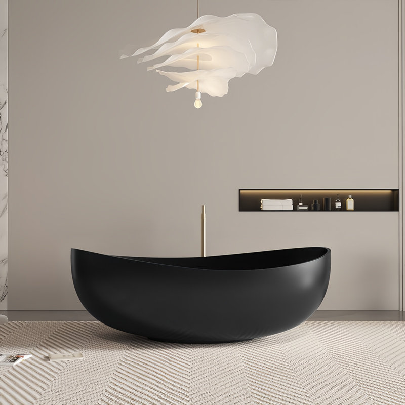70.87'' W 24.41'' H Tub & Shower Kit, Black