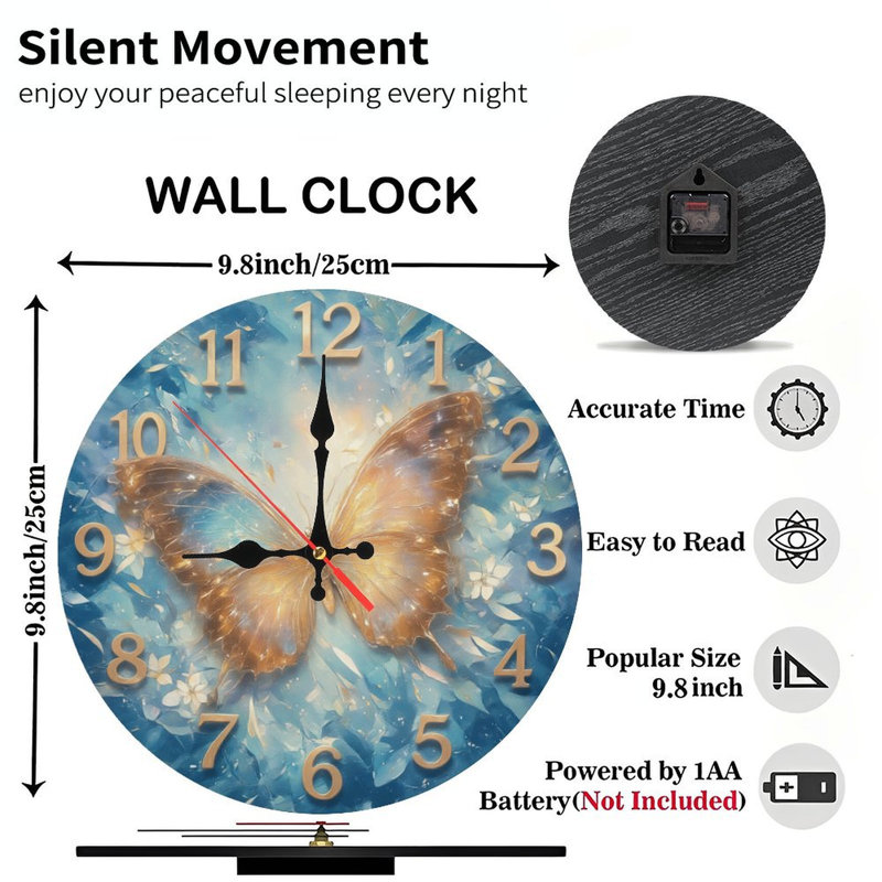 Horloge avec papillon doré