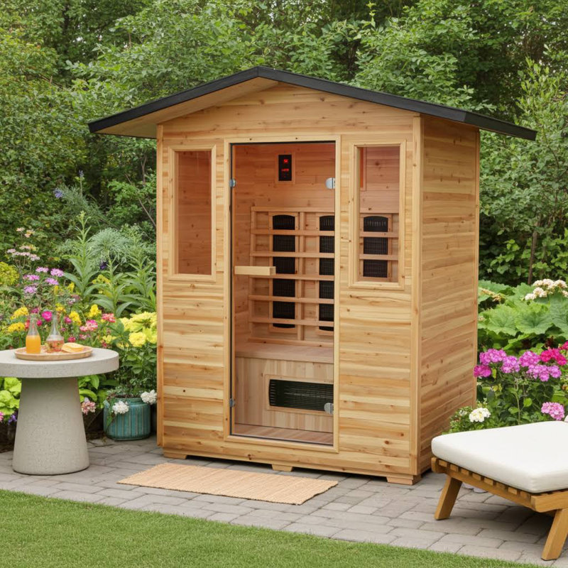 SunRay Saunas 3 - Person Bluetooth Compatible FAR Infrared Sauna in Hemlock