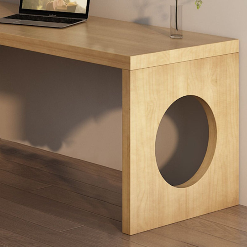 62.99" Burlywood L-Shaped Solid Wood Office Sets