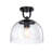 Babu 11.75 in. Matte Black Modern Semi-Flush Mount with Clear Ice Glass Shade for Hallways