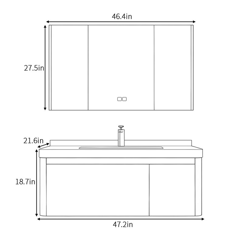 Minimalist retro style bathroom cabinet
