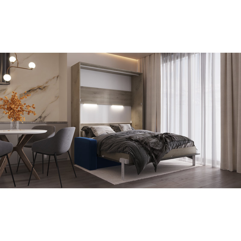 Neidelin Upholstered Bed, Grey/Beige/Navy