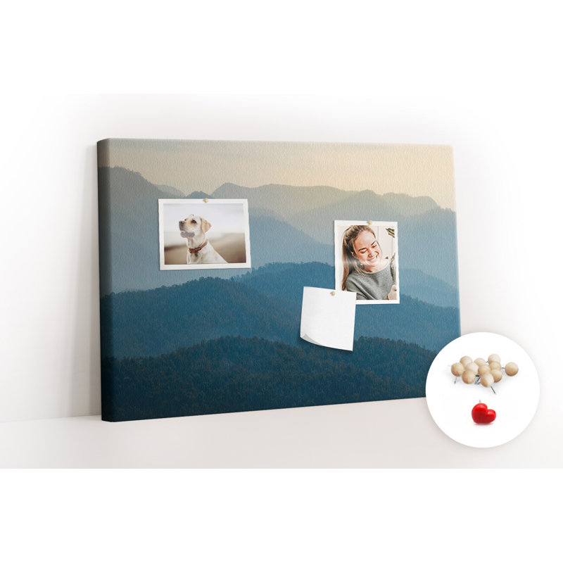 Wall Mounted cork board with print decorative wall message pin boards for office bulletin board ideas Abstract landscape